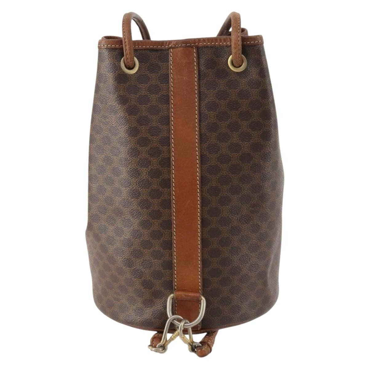Celine Vintage Macadam Canvas And Leather Brown Canvas Backpack Bag (Pre-Owned)