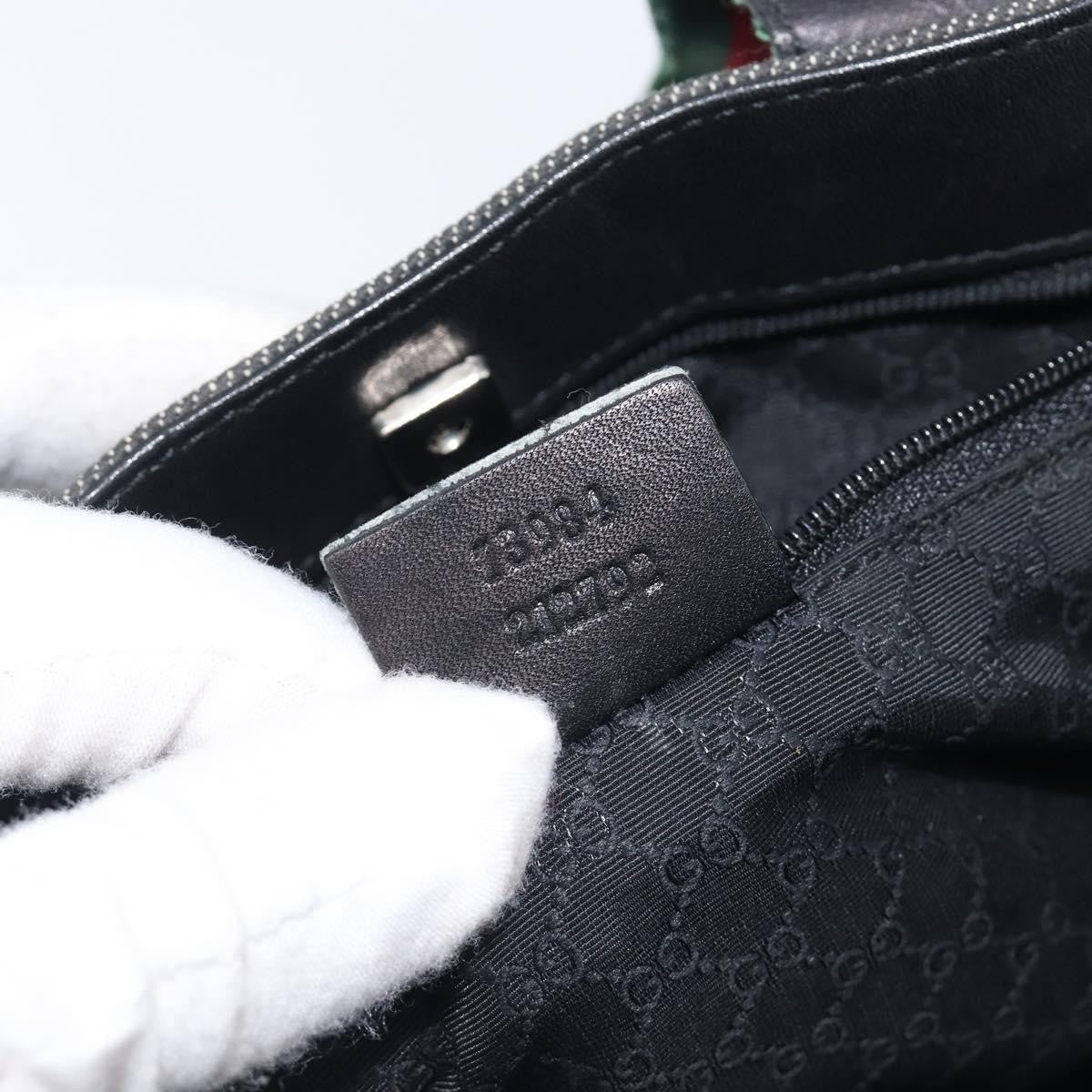 Gucci Sherry Line Tote Canvas Black Canvas Tote Bag Bag (Pre-Owned)