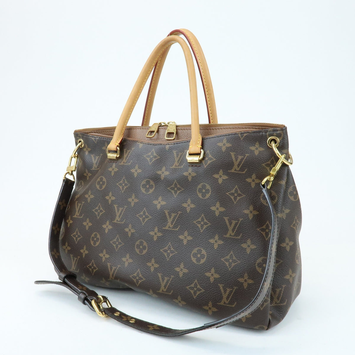 Louis Vuitton Pallas Monogram Canvas With Leather Brown Canvas Tote Bag Bag (Pre-Owned)
