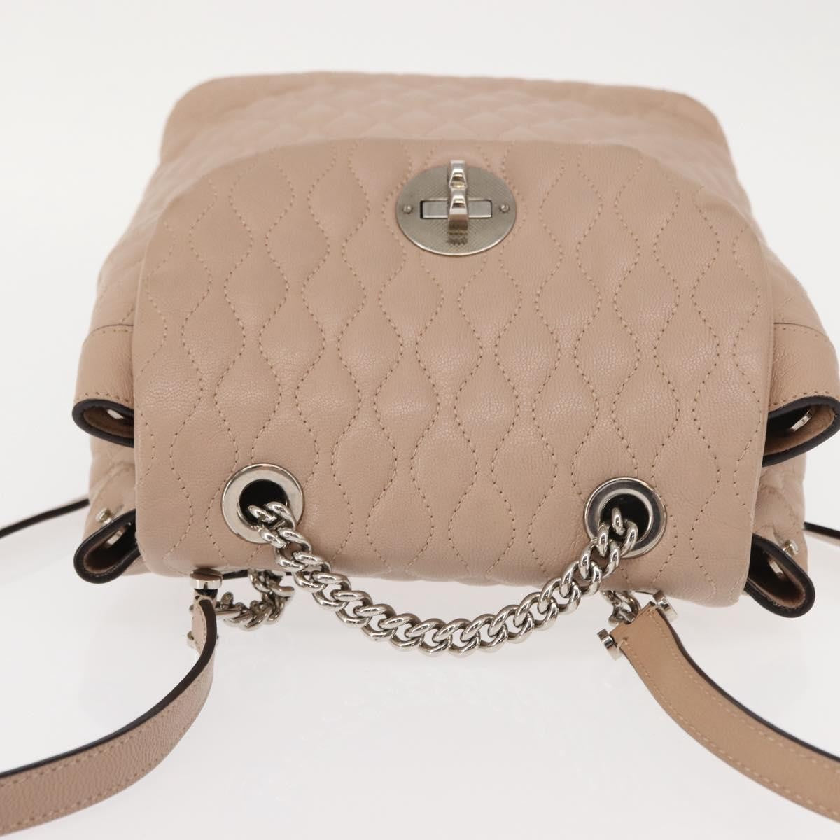 Bally Vintage Quilted Leather Pink Leather Backpack Bag (Pre-Owned)