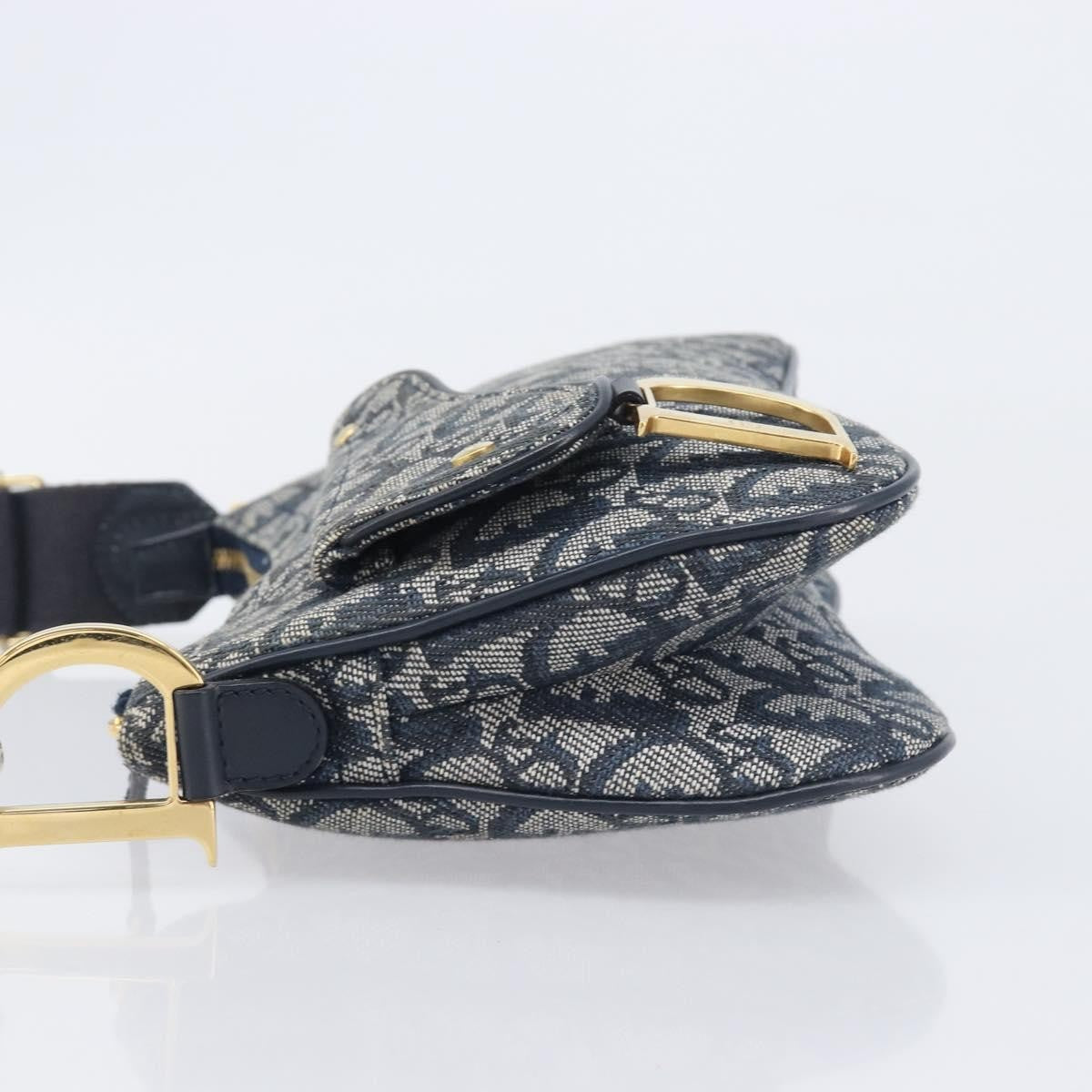 Christian Dior Saddle Messenger Oblique Canvas Navy Canvas Clutche & Pouche Bag (Pre-Owned)