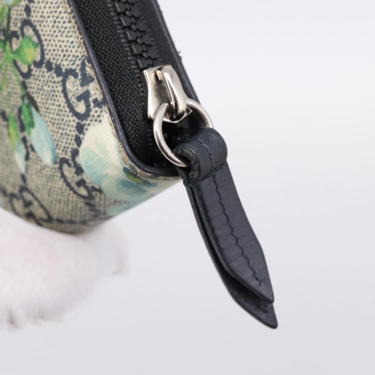 Gucci Zip Around Blooms Print Gg Coated Canvas Blue Pvc Wallets Accessory (Pre-Owned)