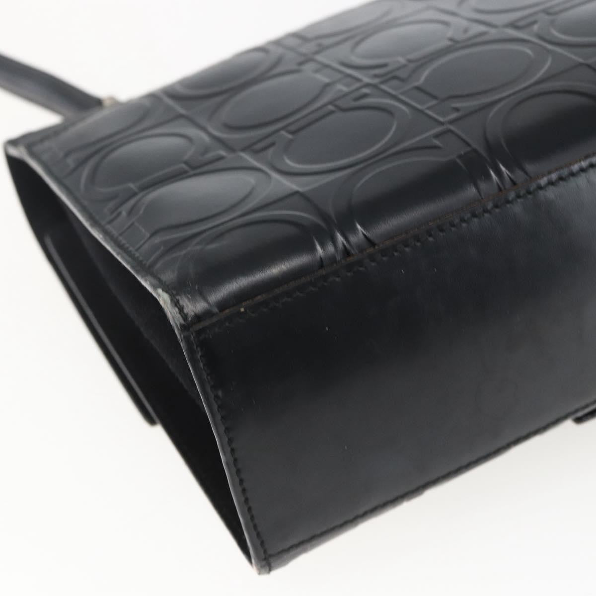 Salvatore Ferragamo Gancini Leather Black Leather Handbag (Pre-Owned)
