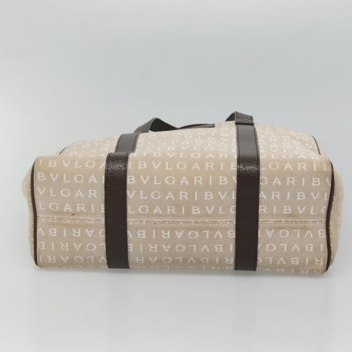 Bvlgari B.Zero1 Logomania Canvas With Leather Beige Canvas Tote Bag Bag (Pre-Owned)