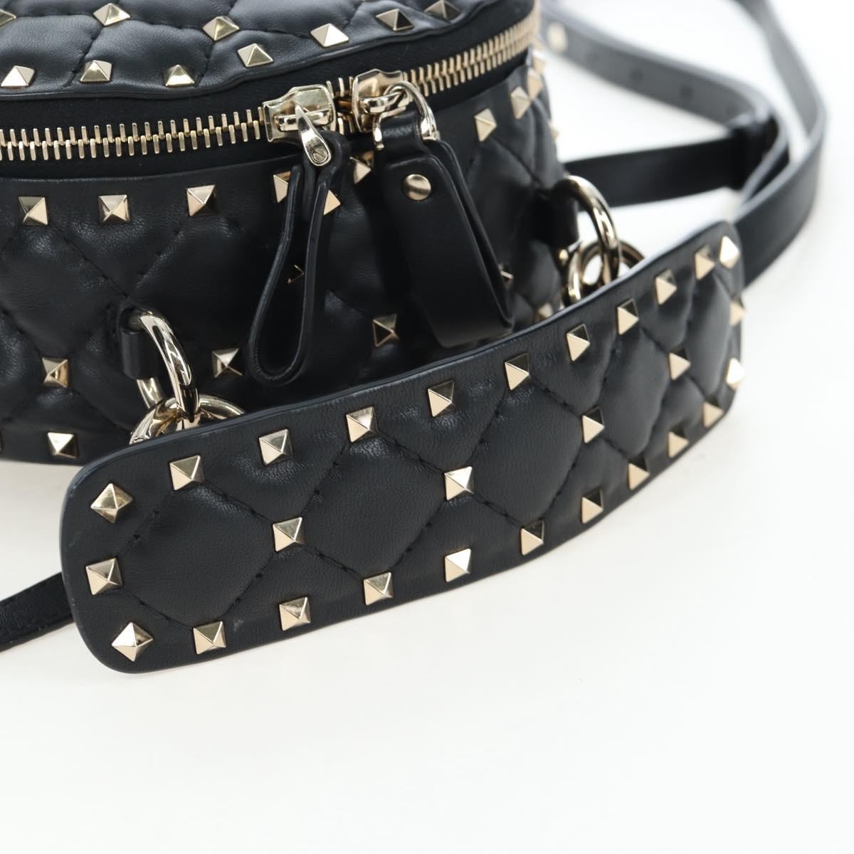 Valentino Garavani Rockstud Spike Quilted Leather Black Leather Backpack Bag (Pre-Owned)