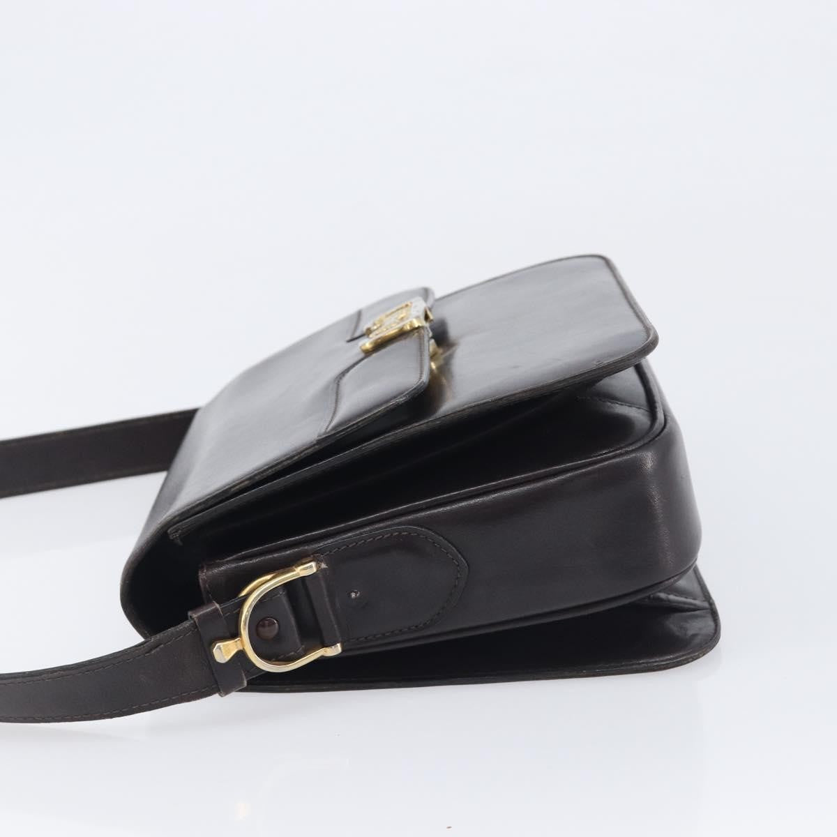 Celine Horse Carriage Leather Black Leather Shoulder Bag Bag (Pre-Owned)