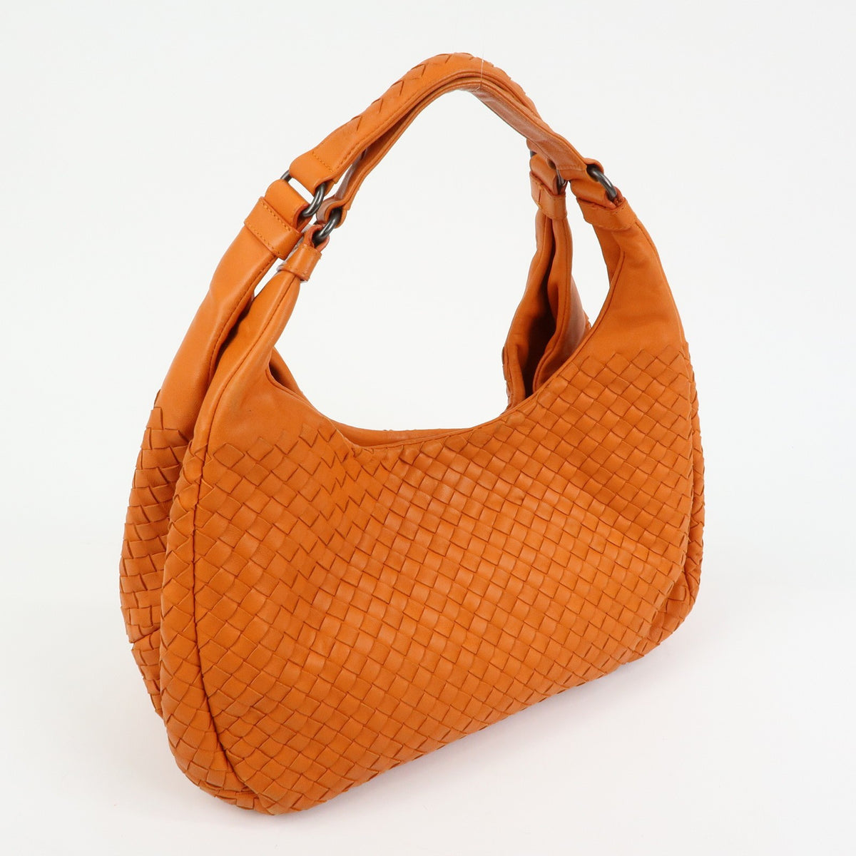 Bottega Veneta Campana Hobo Intrecciato Nappa Orange Leather Shoulder Bag Bag (Pre-Owned)