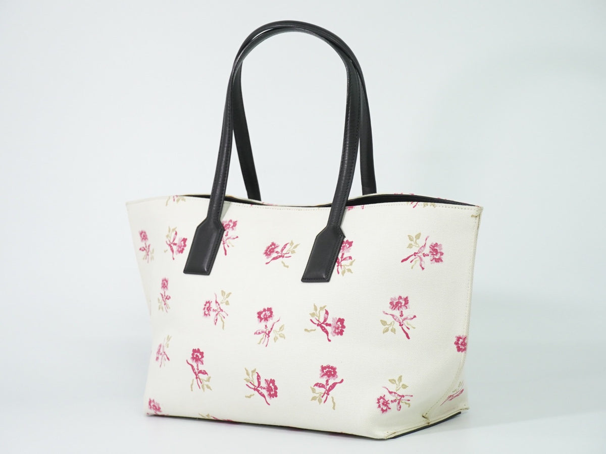 Loewe T Shopper Printed Canvas White Canvas Tote Bag Bag (Pre-Owned)