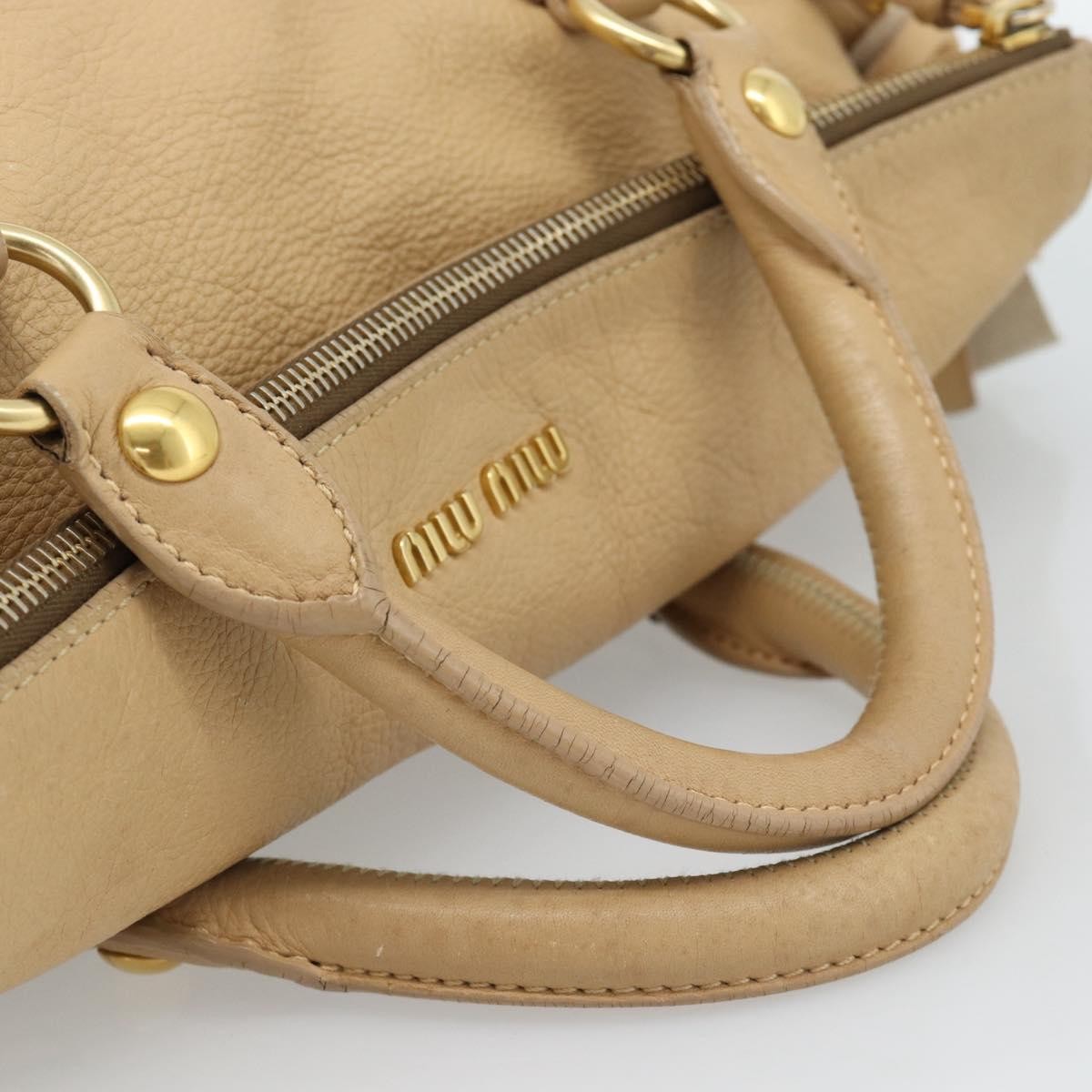 Miu Miu Convertible Satchel Leather Beige Leather Handbag (Pre-Owned)