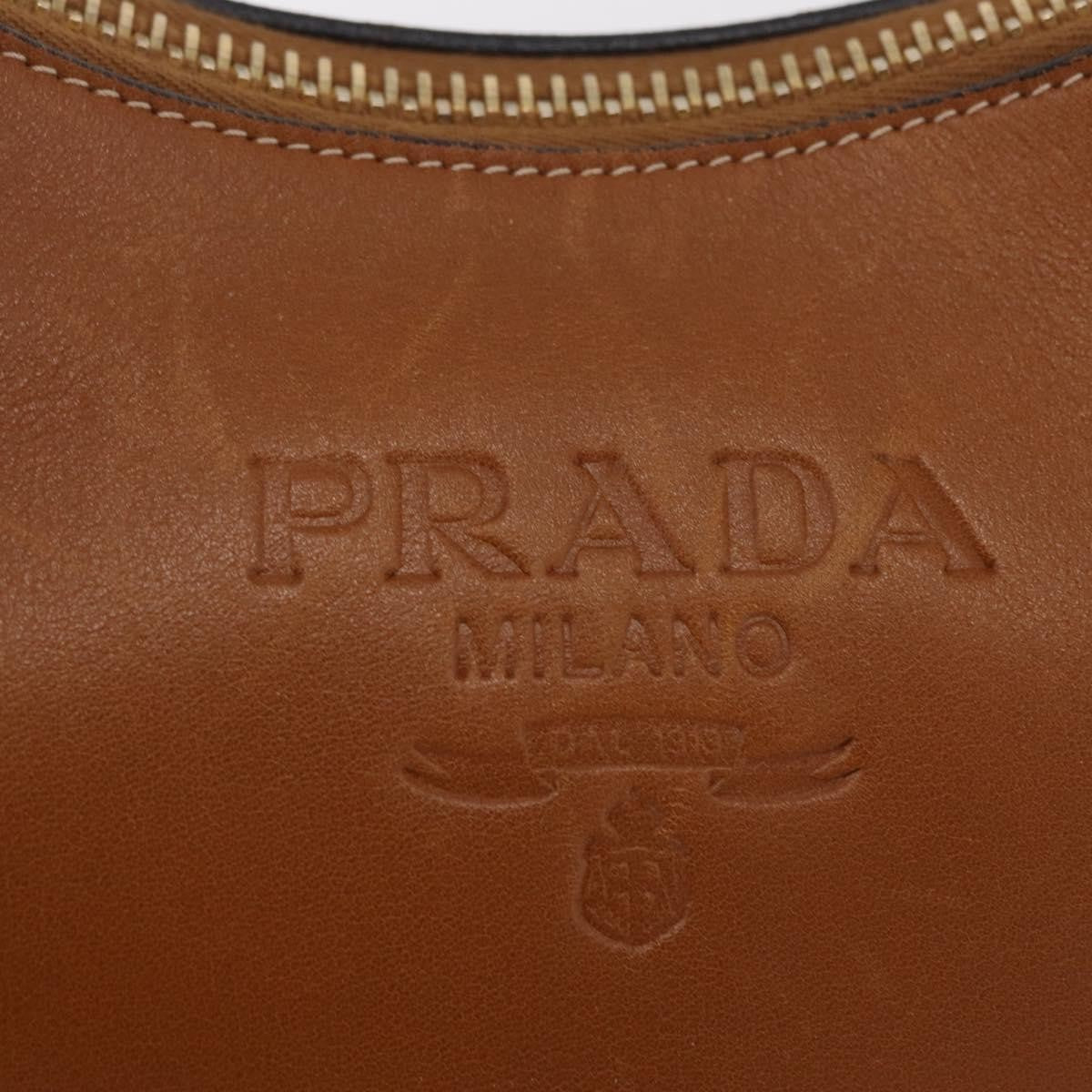 Prada Shoulder Leather Brown Leather Shoulder Bag Bag (Pre-Owned)