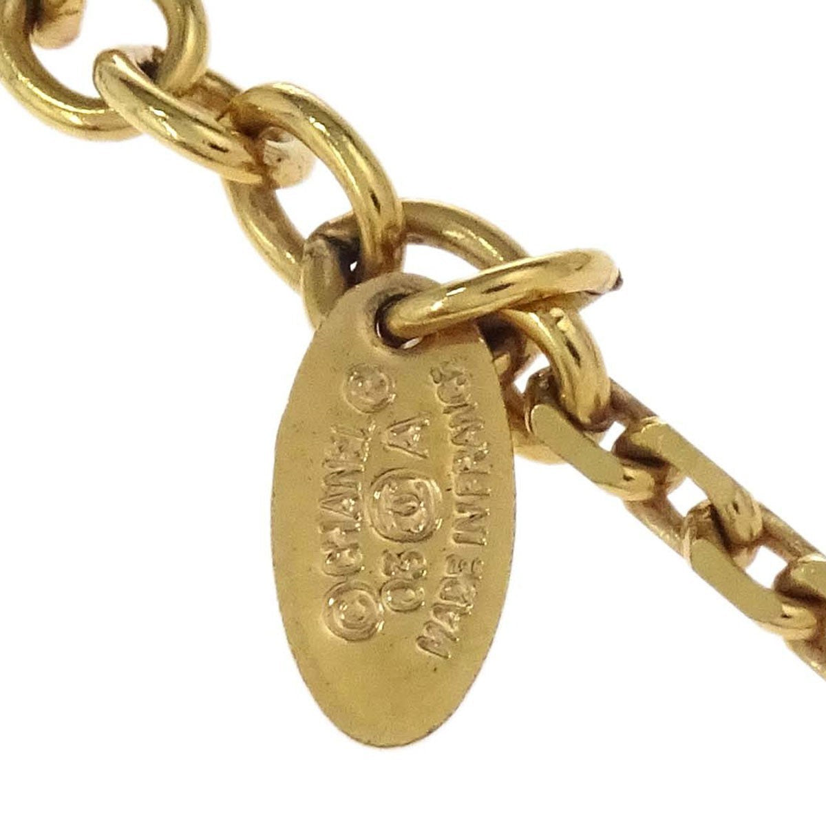Chanel Cc Square Pendant Resin With Crystals And Metal Gold Gold_Plated Necklace Jewelry (Pre-Owned)