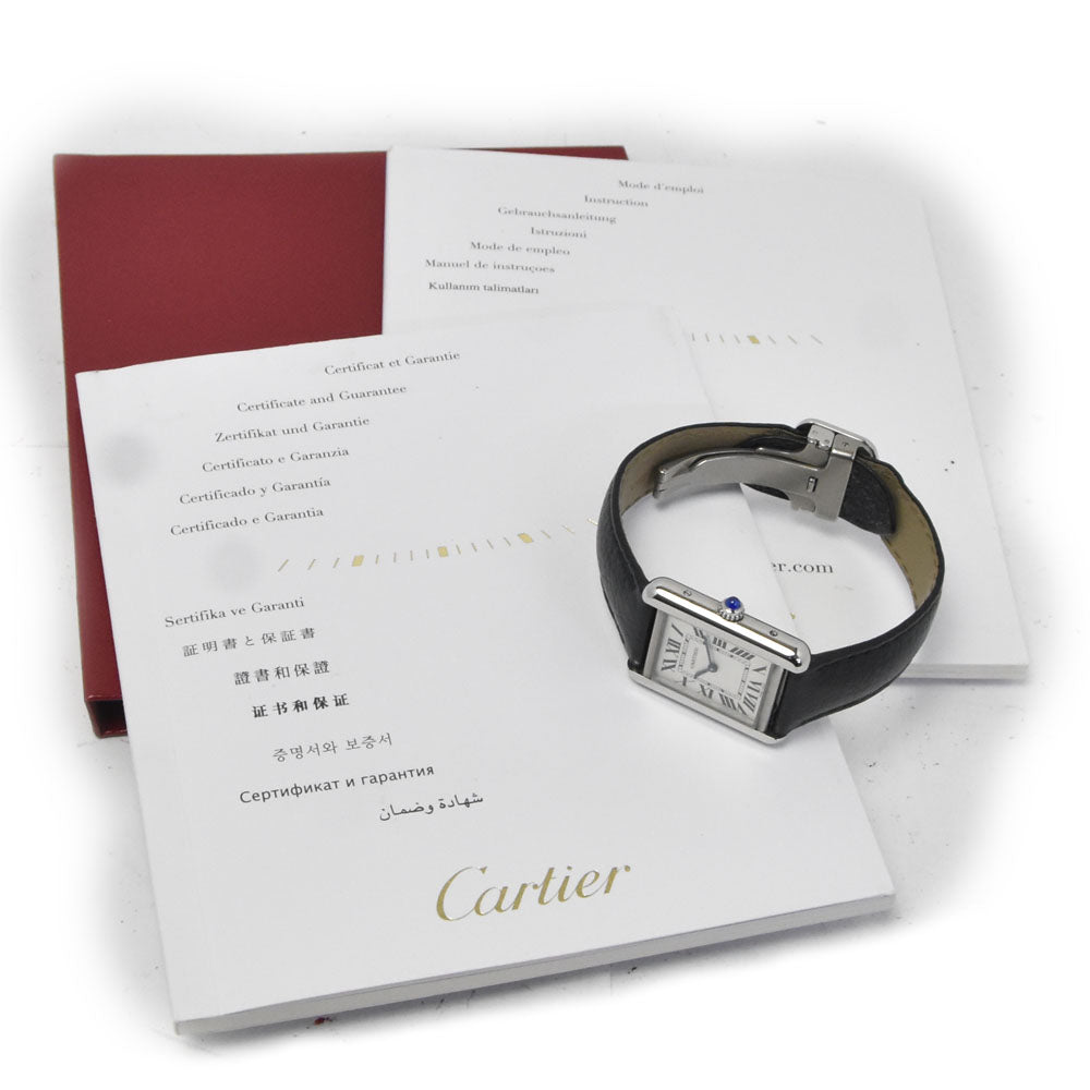Cartier Must De Cartier Tank Quartz Stainless Steel And Leather Watch (Pre-Owned)
