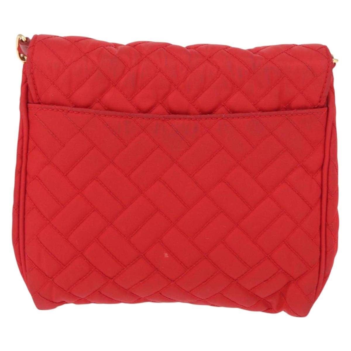 Prada Pushlock Chain Flap Quilted Tessuto Red Nylon Shoulder Bag Bag (Pre-Owned)