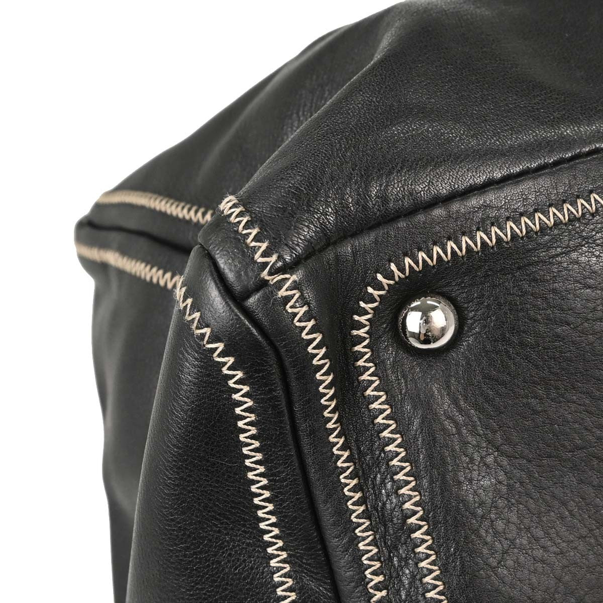 Chanel Vintage Bowler Lambskin Black Leather Handbag (Pre-Owned)