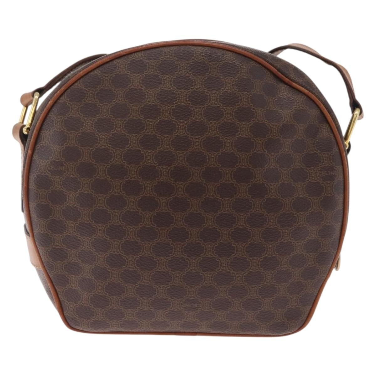 Celine Macadam Shoulder Leather Brown Canvas Crossbody Bag Bag (Pre-Owned)