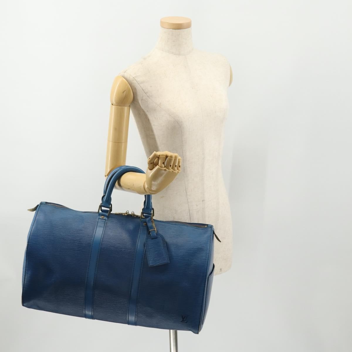 Louis Vuitton Keepall Epi Leather Blue Leather Travel Bag Bag (Pre-Owned)