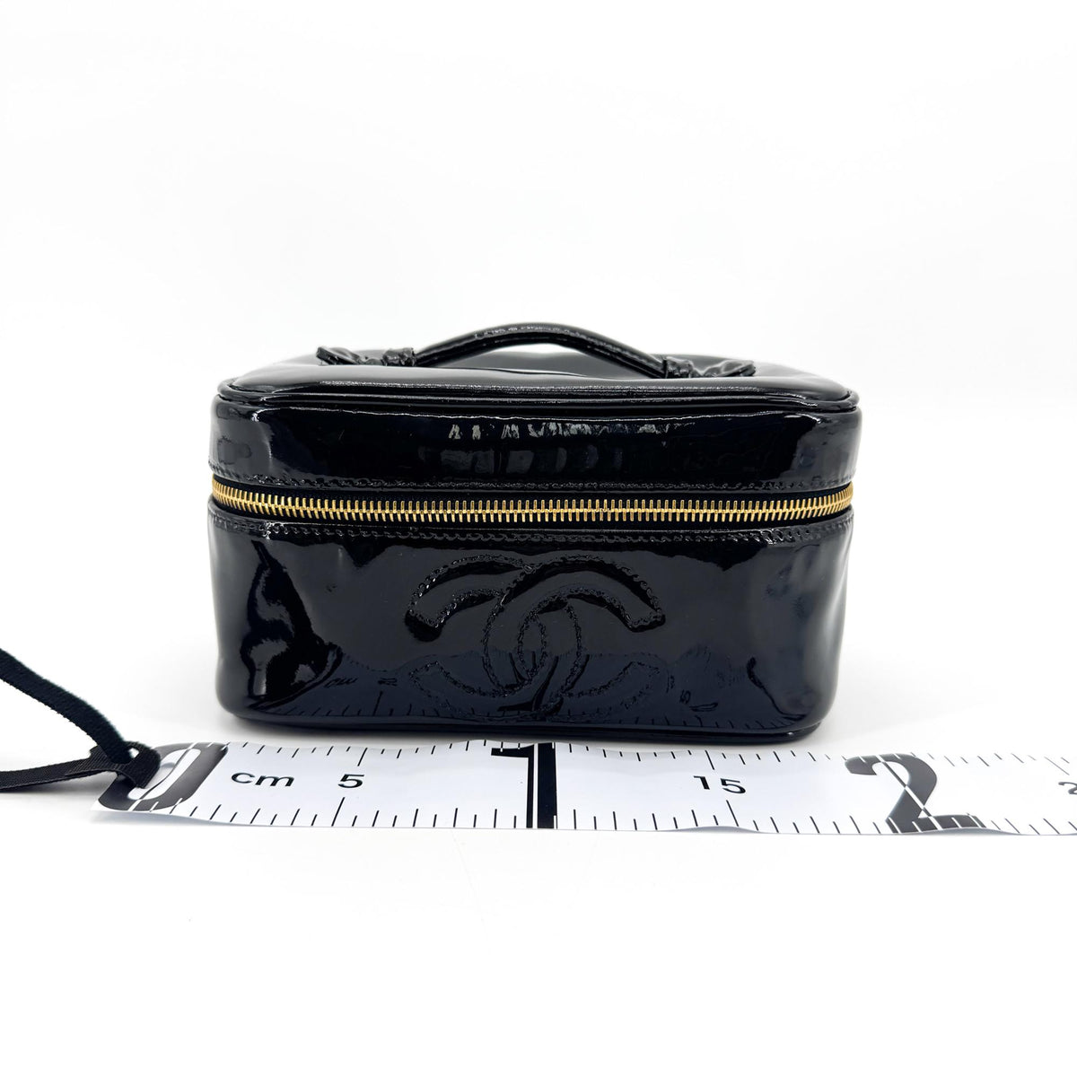 Chanel Vintage Timeless Cosmetic Case Patent Black Patent_Leather Clutche & Pouche Bag (Pre-Owned)