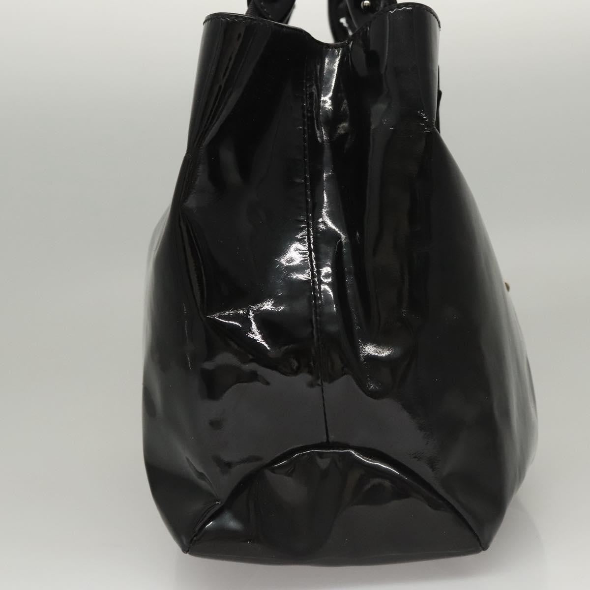 Salvatore Ferragamo Vala Patent Leather Black Patent_Leather Handbag (Pre-Owned)