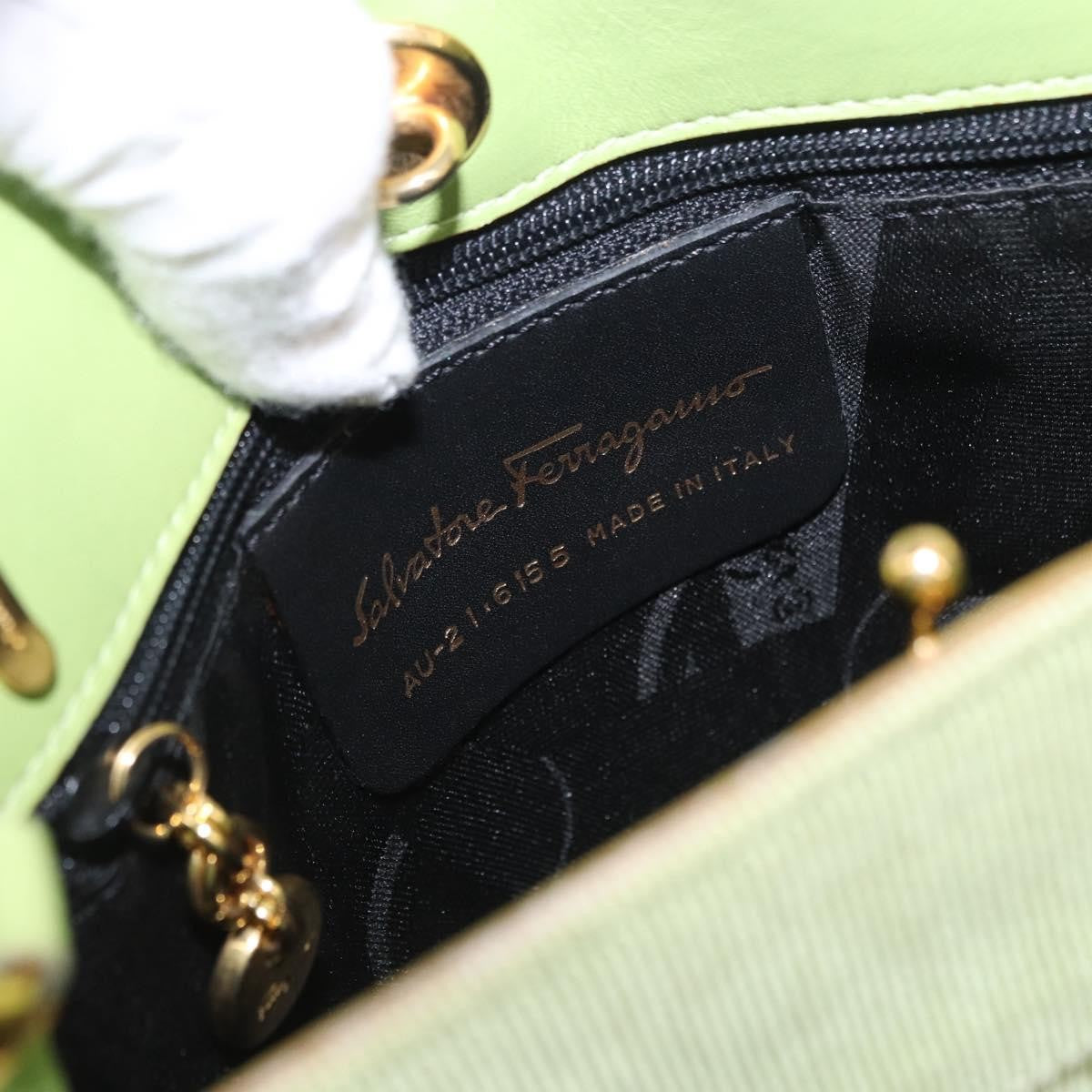Salvatore Ferragamo Vala Canvas Green Canvas Shoulder Bag Bag (Pre-Owned)