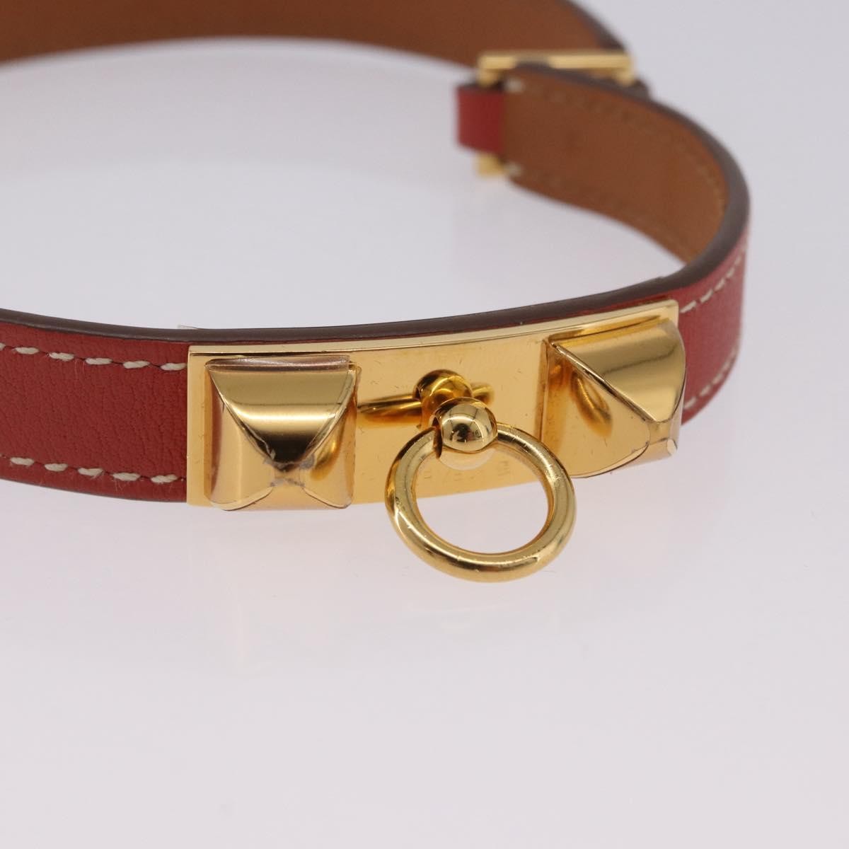 Hermes Rivale Double Tour Leather Red Leather Bracelet Jewelry (Pre-Owned)