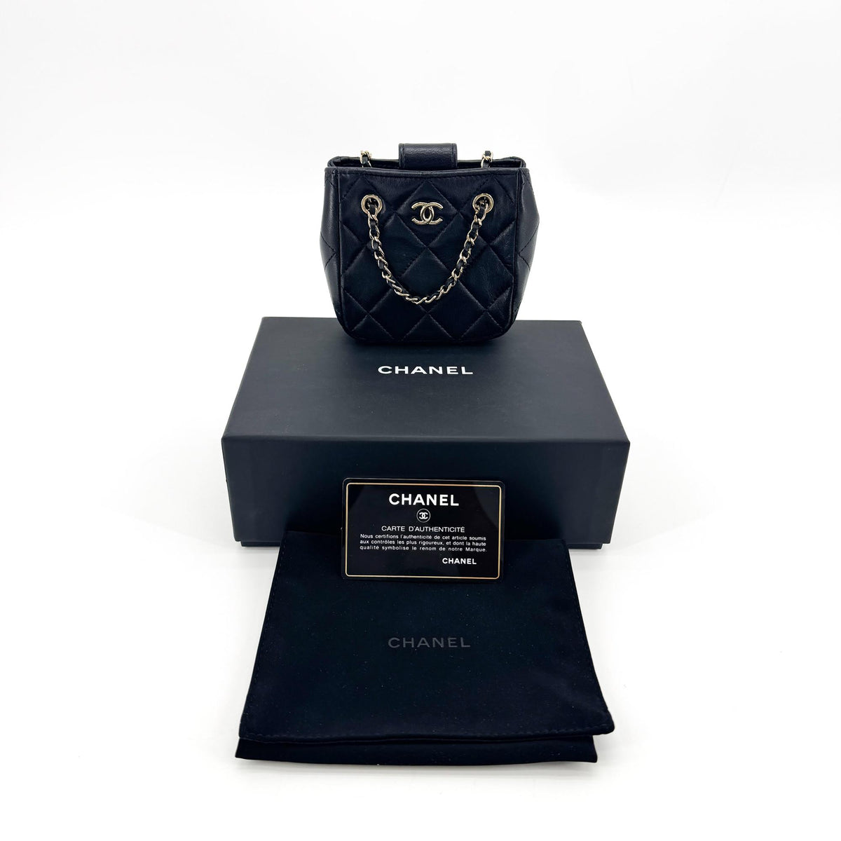 Chanel Cc Square Clutch With Chain Quilted Lambskin Black Leather Clutche & Pouche Bag (Pre-Owned)