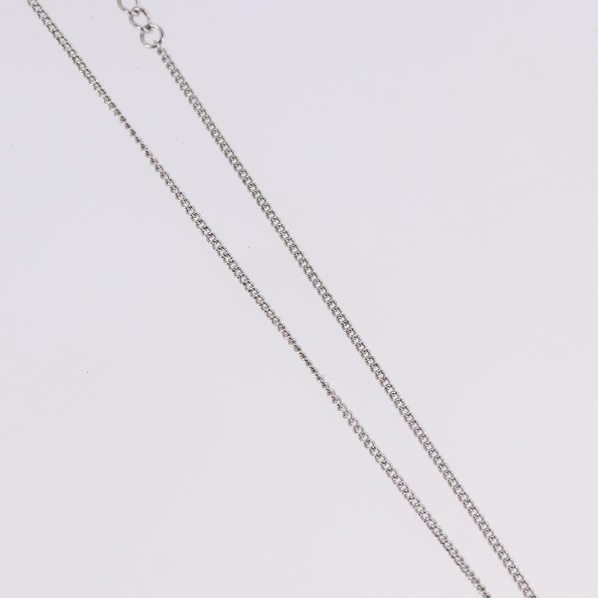 Christian Dior Vintage Dior Logo Metal And Crystal Silver Metal Necklace Jewelry (Pre-Owned)