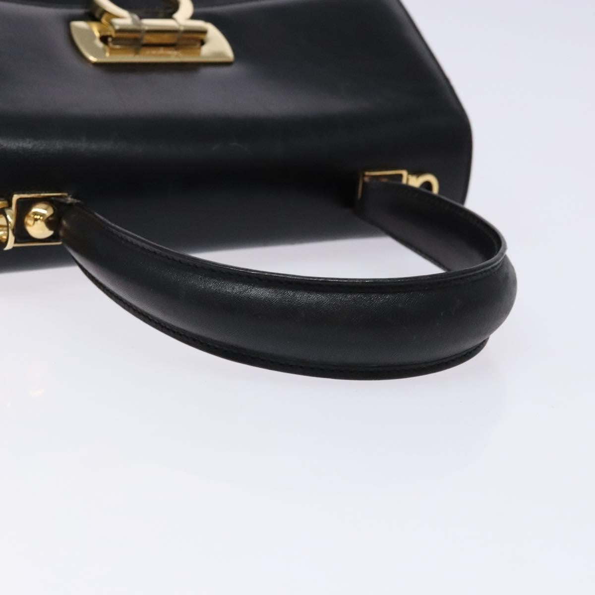 Salvatore Ferragamo Gancini Convertible Top Handle Leather Black Leather Handbag (Pre-Owned)