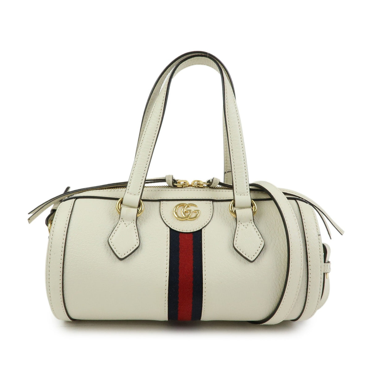 Gucci Ophidia Boston Leather White Leather Handbag (Pre-Owned)