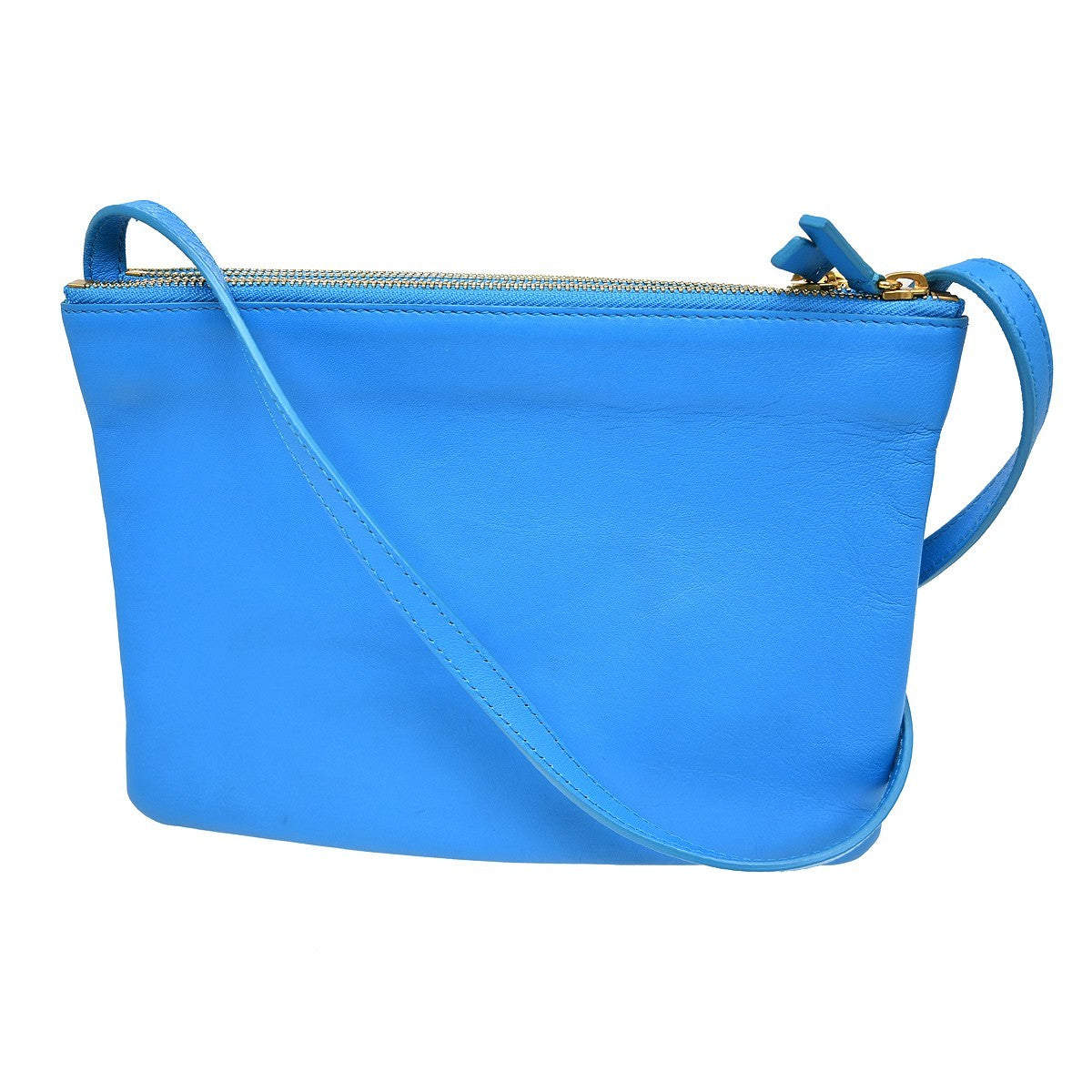 Celine Trio Leather Blue Leather Shoulder Bag Bag (Pre-Owned)