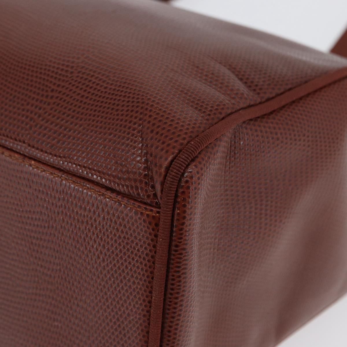 Salvatore Ferragamo Vala Tote Embossed Leather Brown Leather Tote Bag Bag (Pre-Owned)