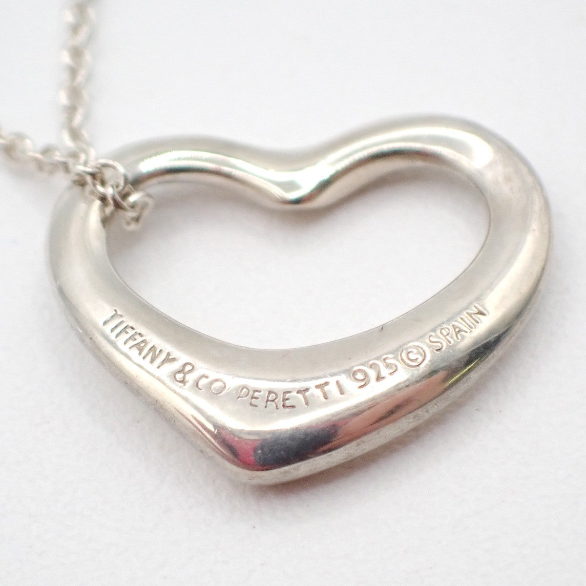 Tiffany & Co. Elsa Peretti Open Heart Pendant Sterling Silver Silver Silver Necklace Jewelry (Pre-Owned)