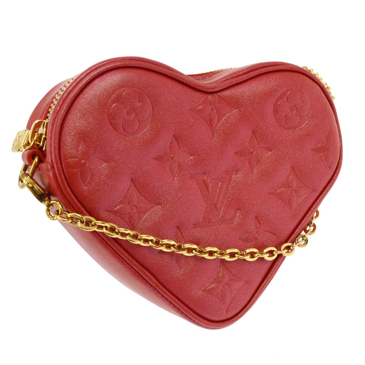Louis Vuitton Coeur Heart On Chain Monogram Embossed Lambskin Red Leather Handbag (Pre-Owned)