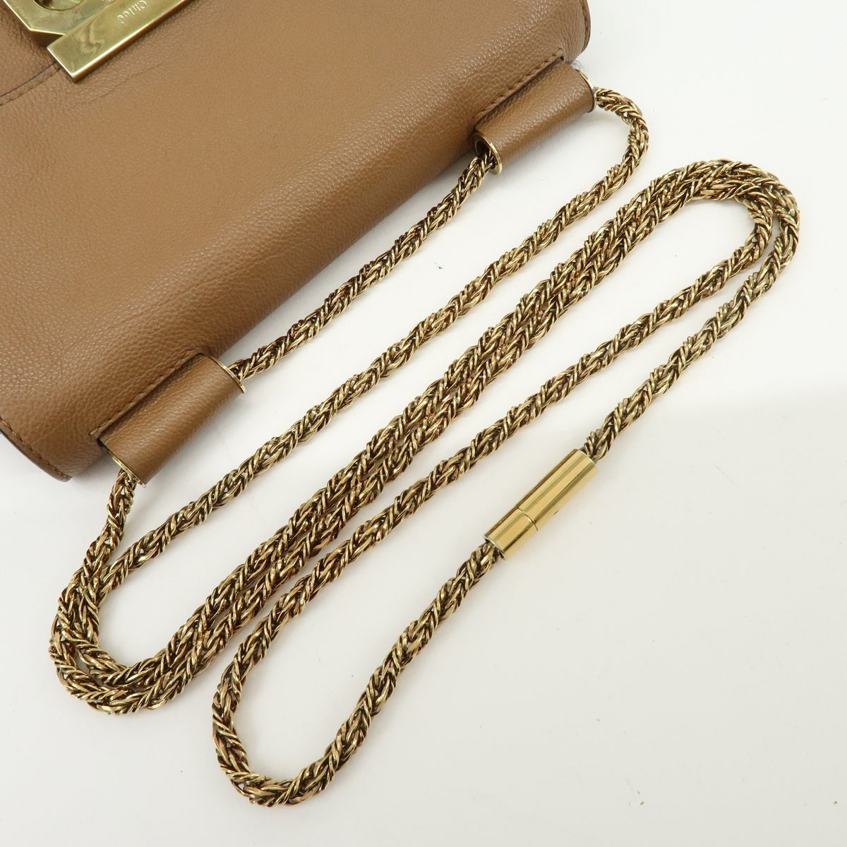Chloe Elsie Chain Leather Brown Leather Shoulder Bag Bag (Pre-Owned)