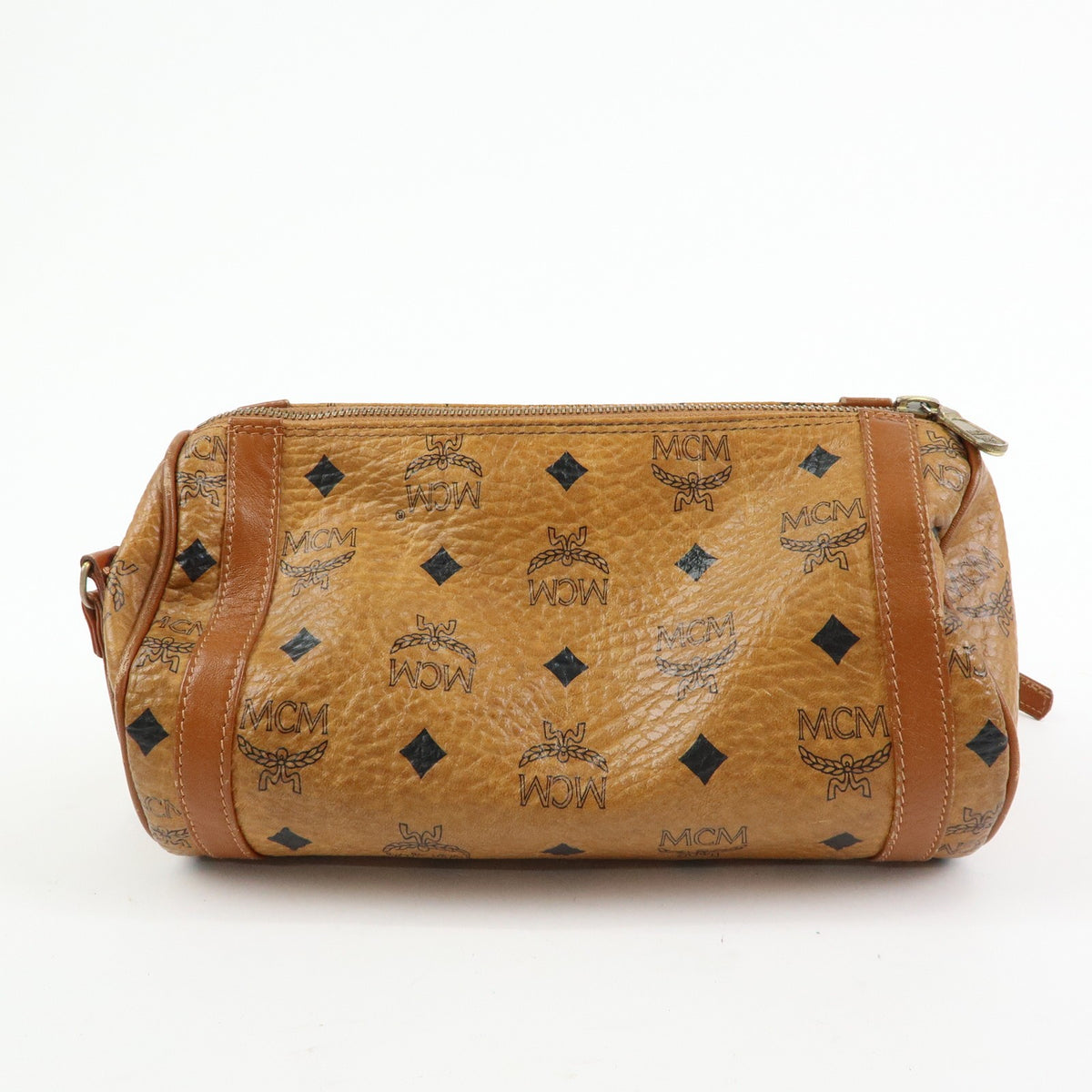 MCM Visetos Leather Brown Leather Shoulder Bag Bag (Pre-Owned)