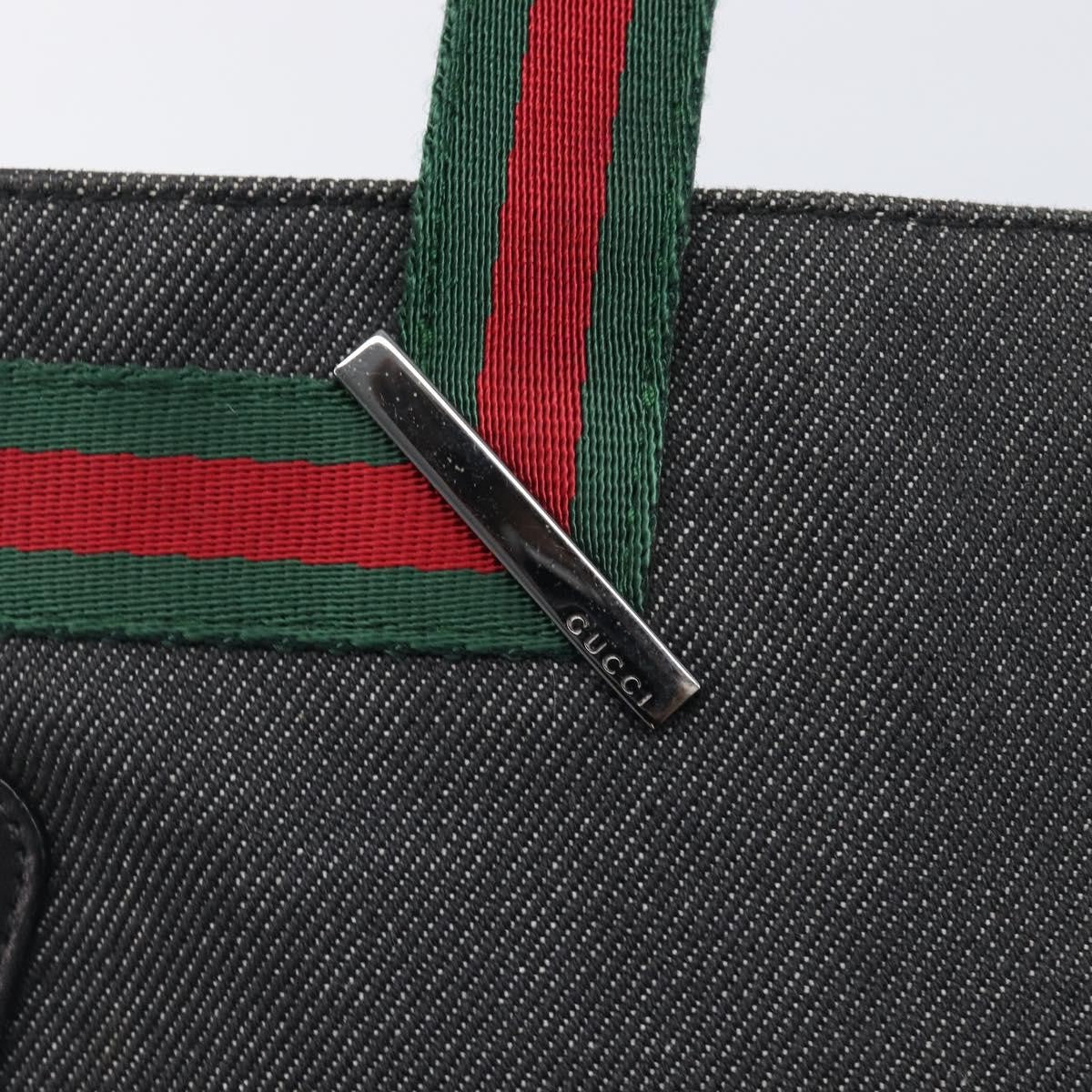 Gucci Sherry Line Tote Canvas Black Canvas Tote Bag Bag (Pre-Owned)