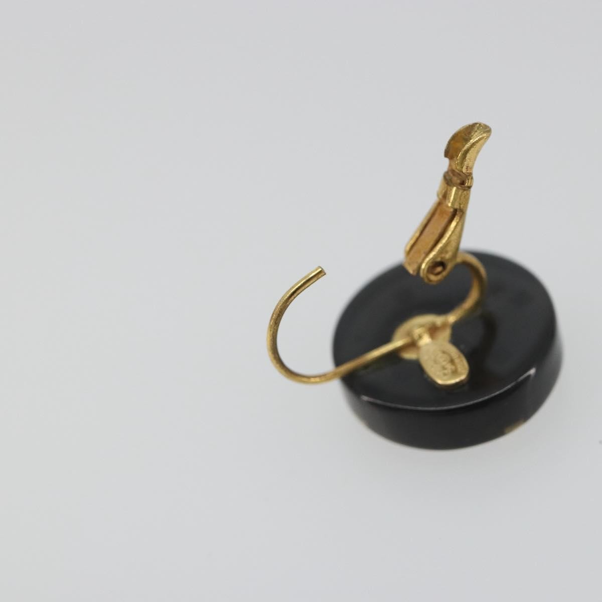 Chanel Cc Round Stud Metal And Resin Black Plastic Earrings Jewelry (Pre-Owned)