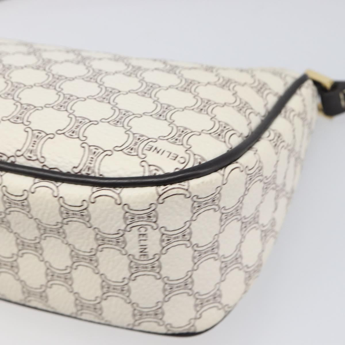Celine Triomphe Macadam Zip Shoulder Bag Canvas White Pvc Clutche & Pouche Bag (Pre-Owned)