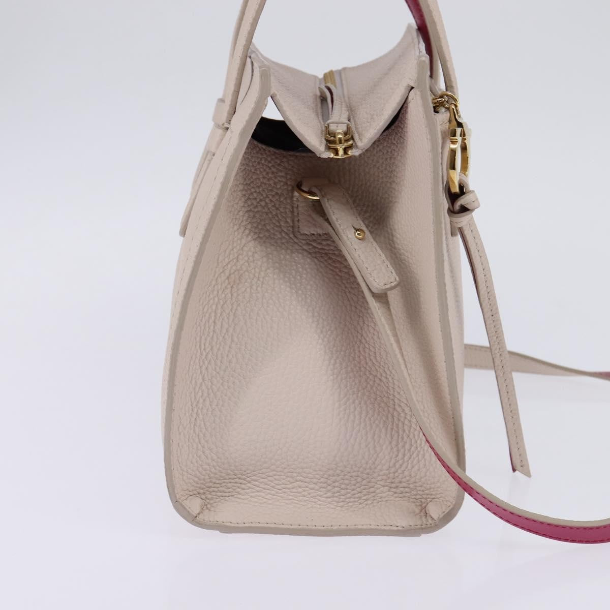 Salvatore Ferragamo Amy Tote Pebbled Leather Beige Leather Handbag (Pre-Owned)