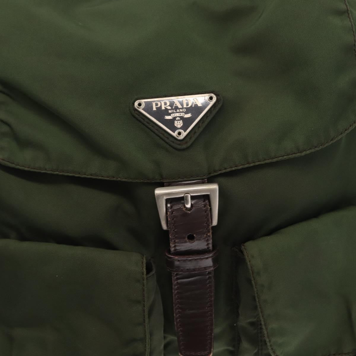 Prada Double Front Pocket Tessuto Khaki Nylon Backpack Bag (Pre-Owned)