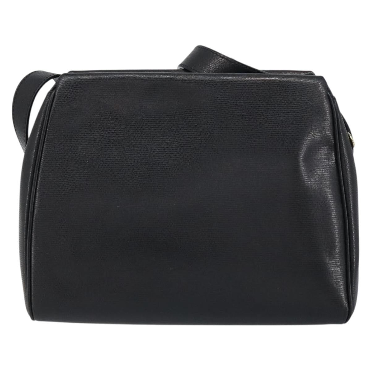 Celine Circle Logo Leather Black Leather Shoulder Bag Bag (Pre-Owned)