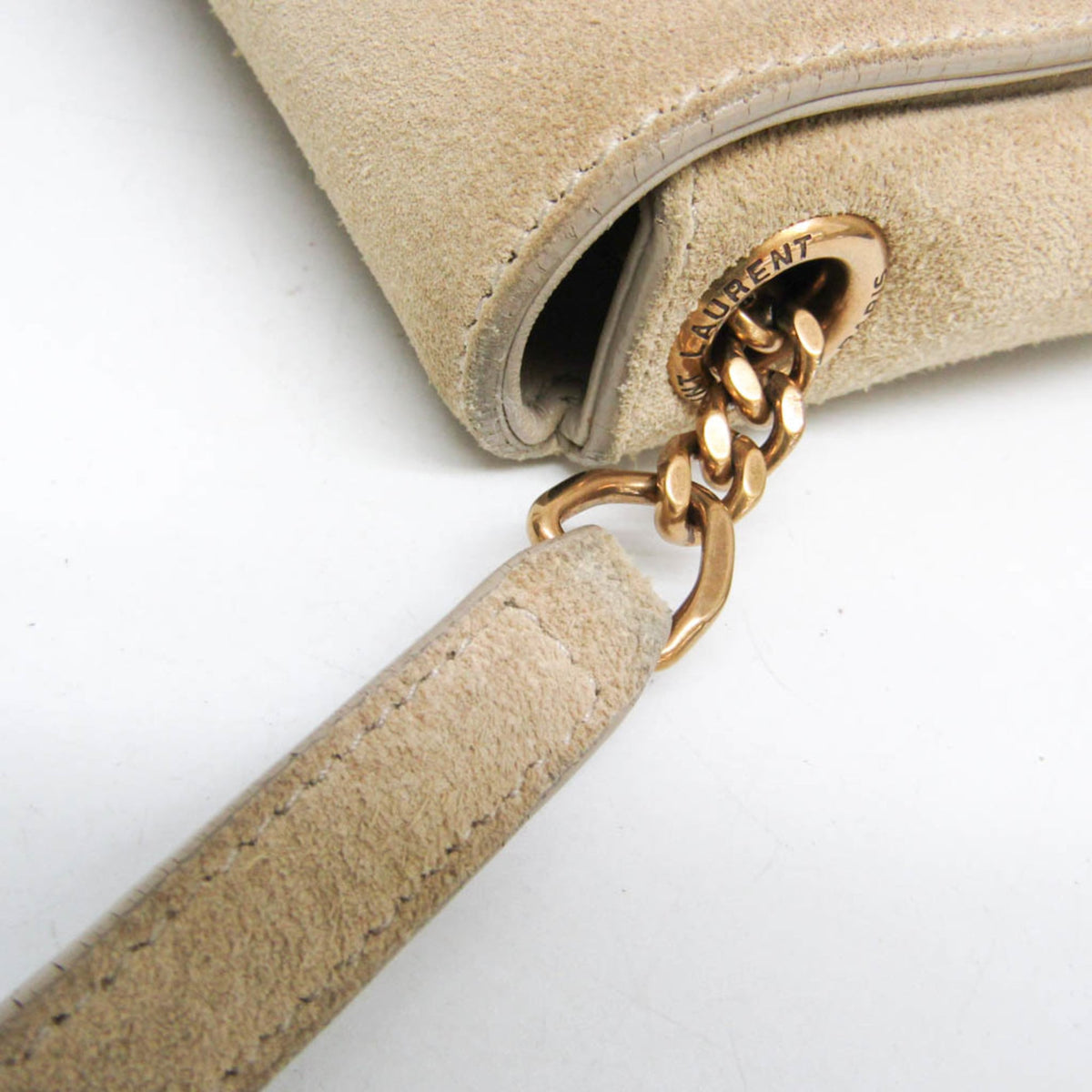 Saint Laurent Classic Monogram Tassel Clutch Suede Beige Suede Clutche & Pouche Bag (Pre-Owned)