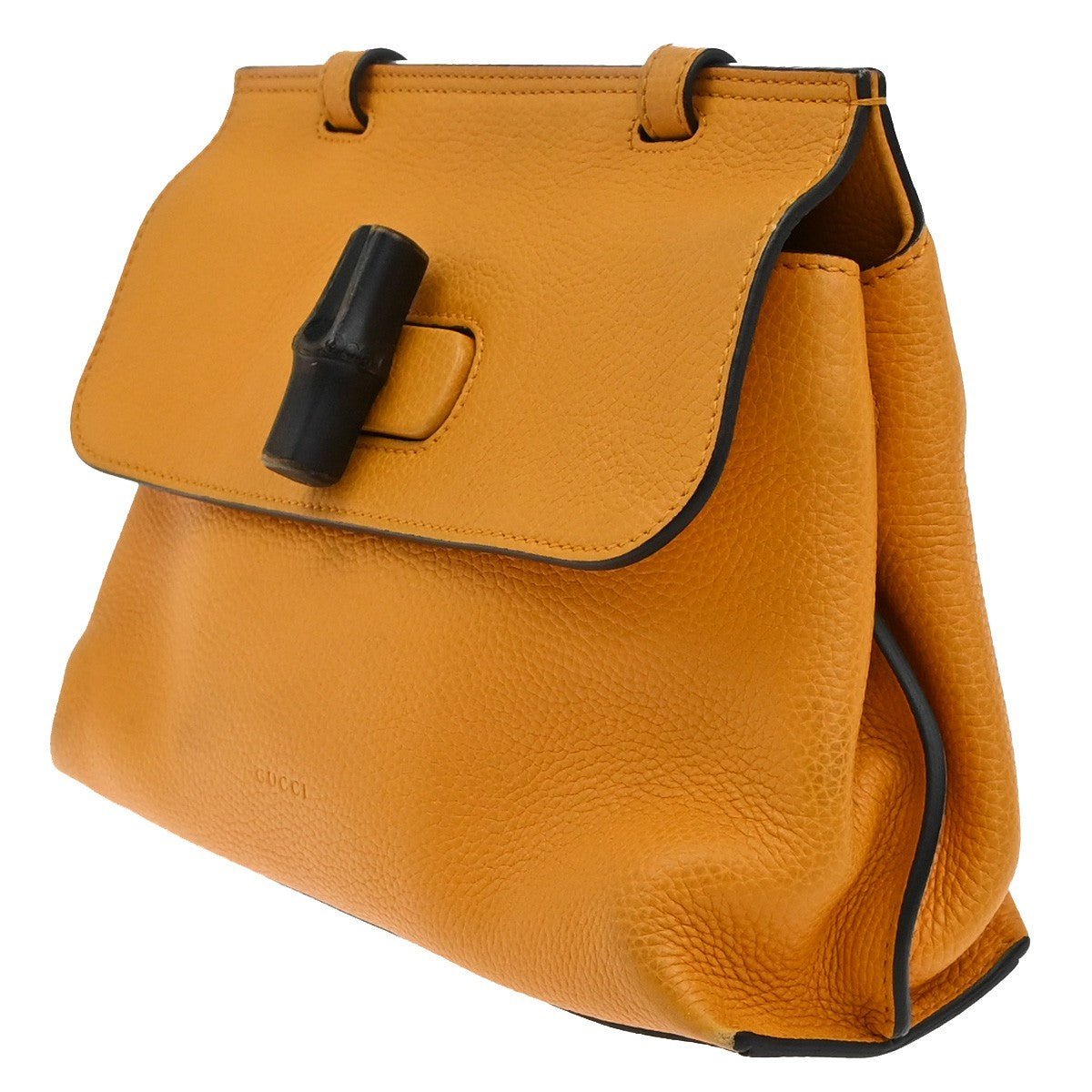 Gucci Bamboo Daily Top Handle Leather Orange Leather Handbag (Pre-Owned)
