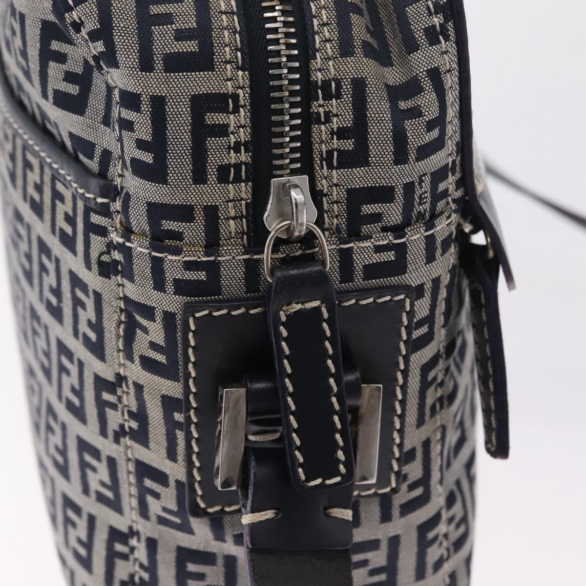 Fendi Shoulder Zucchino Canvas Navy Canvas Shoulder Bag Bag (Pre-Owned)
