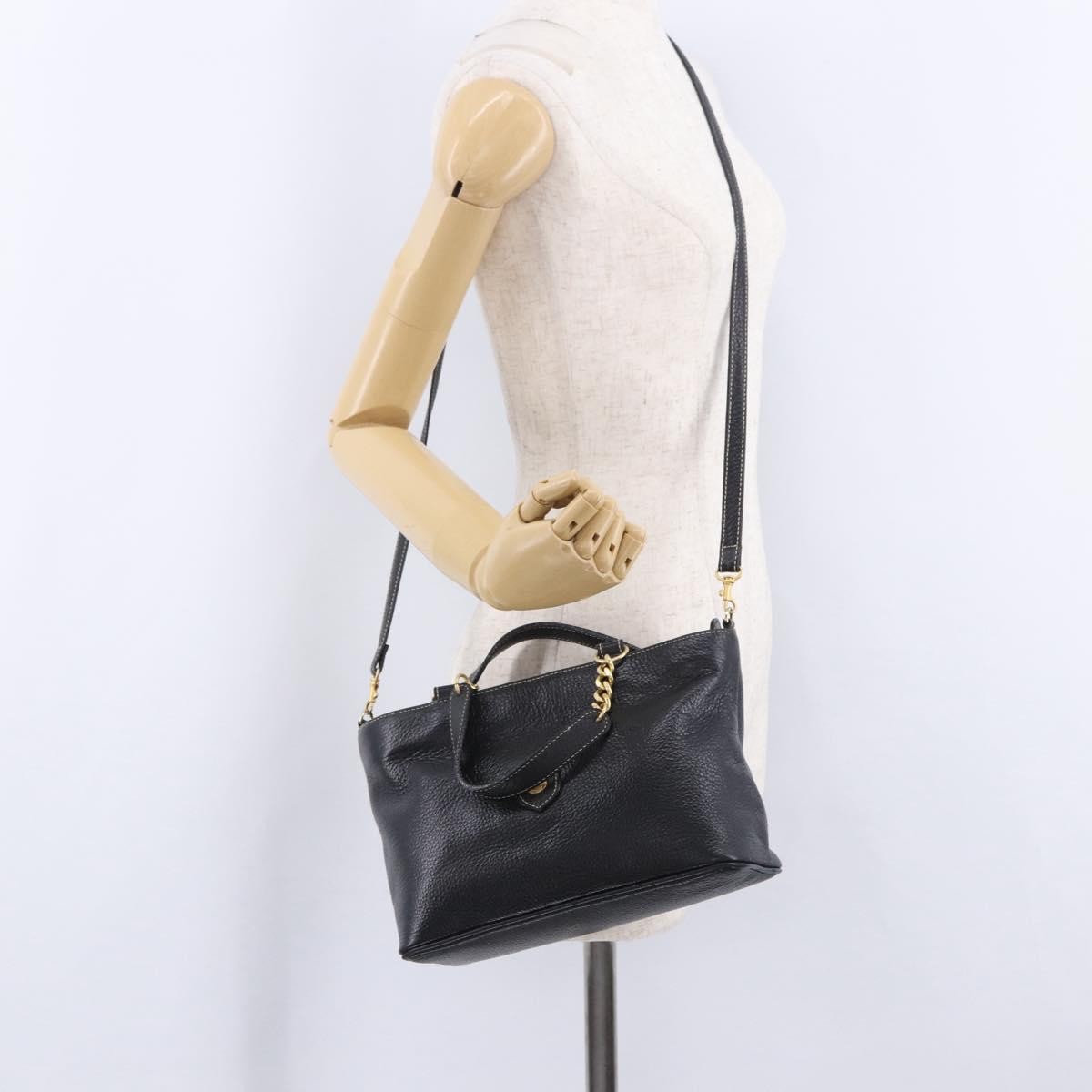 Bally Vintage Leather Black Leather Tote Bag Bag (Pre-Owned)