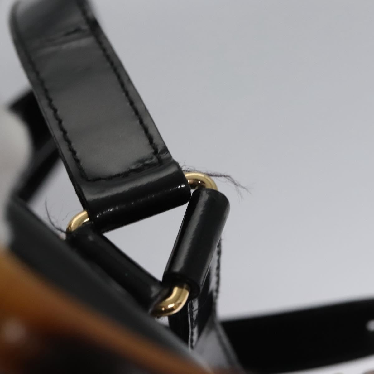 Gucci Vintage Bamboo Patent Black Patent_Leather Backpack Bag (Pre-Owned)
