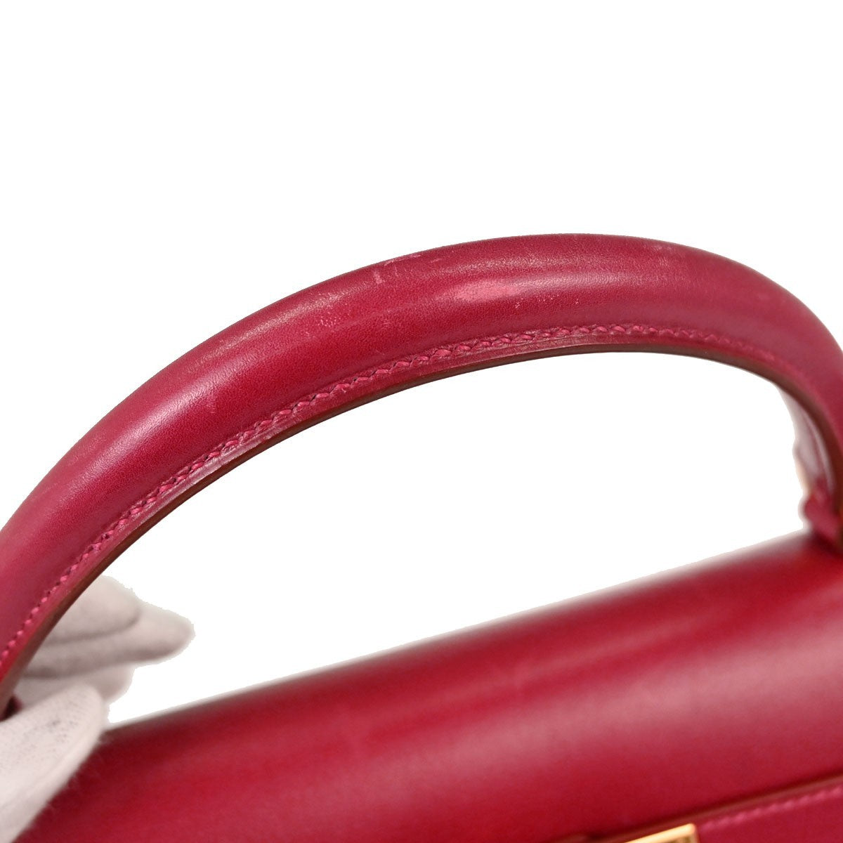Hermes Kelly Red Box Calf With Gold Hardware Red Calfskin Handbag (Pre-Owned)