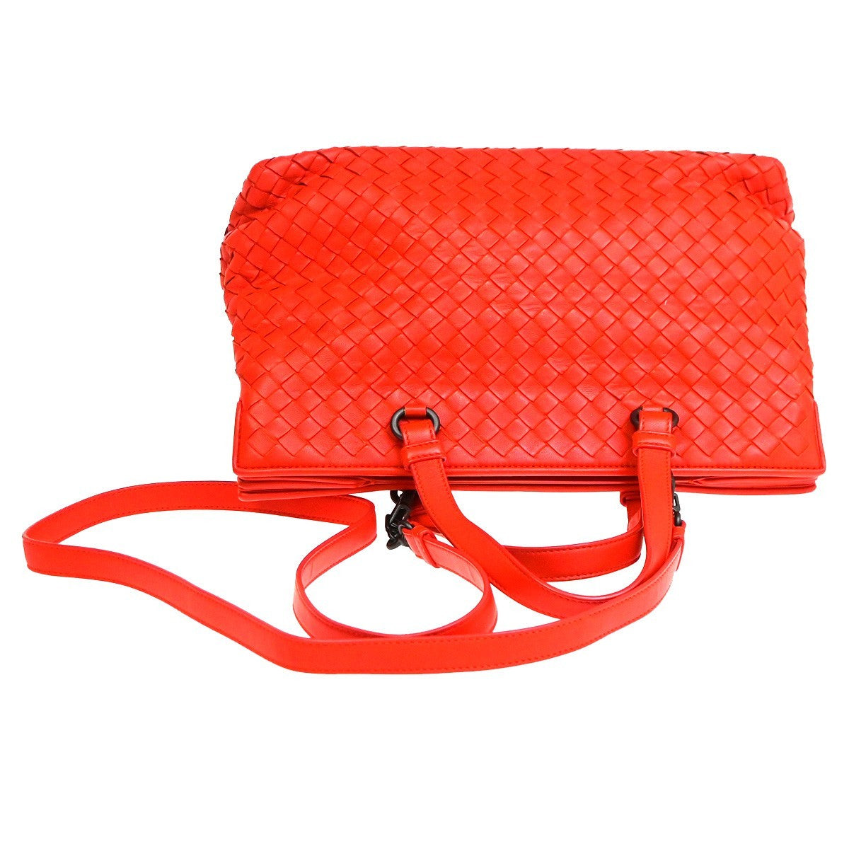Bottega Veneta 2-Pocket Convertible Intrecciato Nappa Red Leather Tote Bag Bag (Pre-Owned)