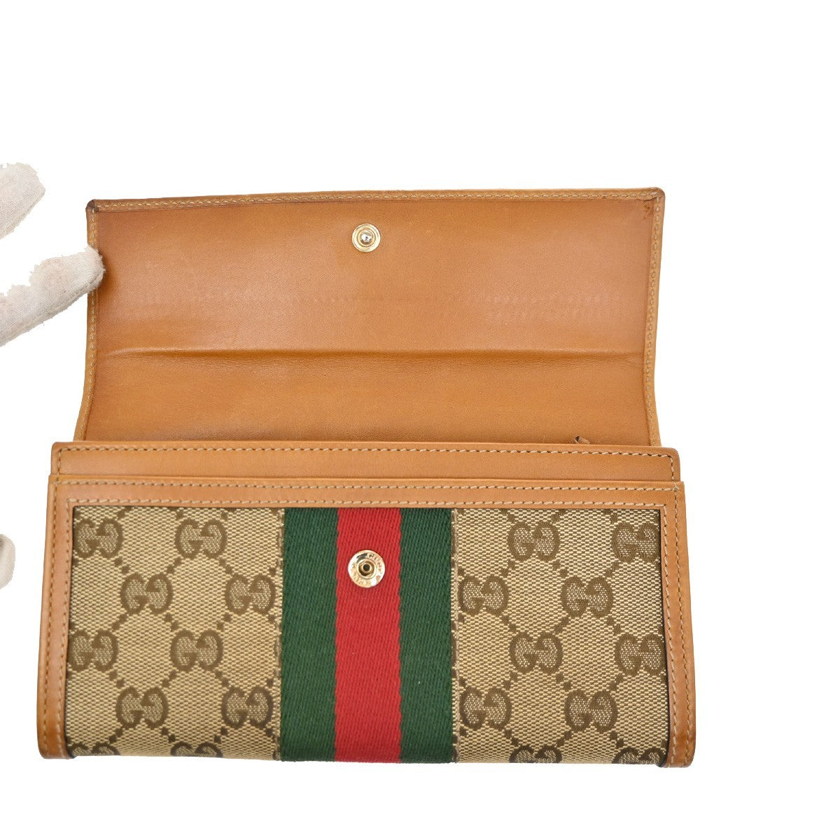 Gucci Vintage Horsebit Continental Gg Canvas And Leather Brown Canvas Wallets Accessory (Pre-Owned)