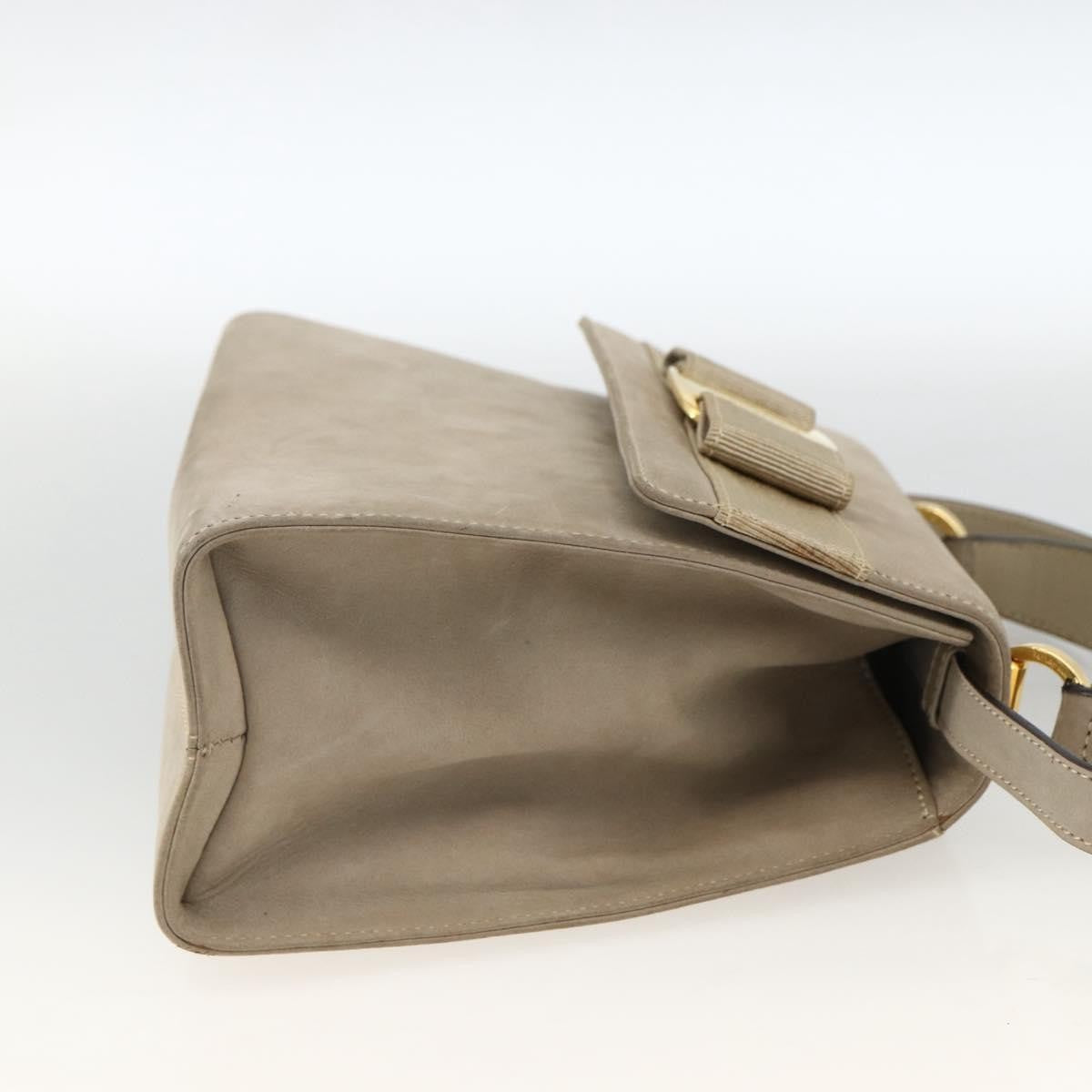 Salvatore Ferragamo Convertible Vara Bow Tote Suede Beige Suede Handbag (Pre-Owned)