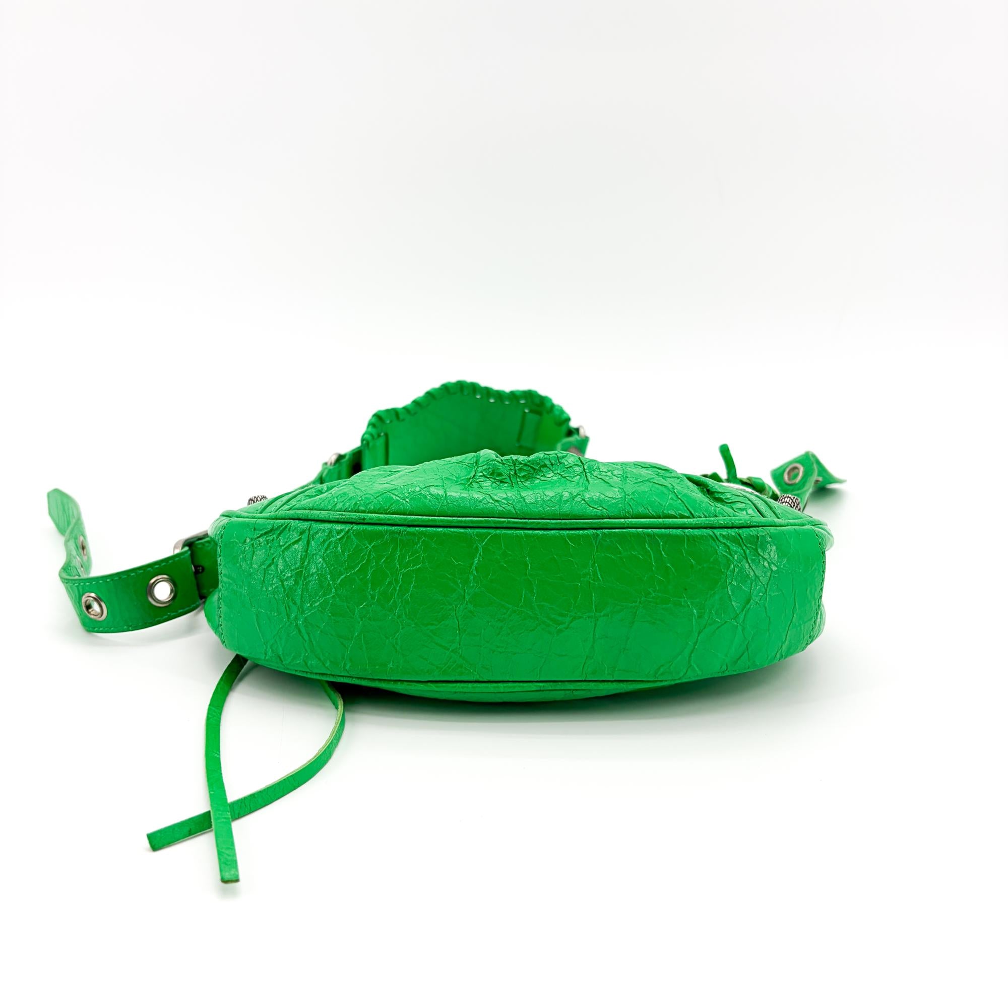 Balenciaga Le Cagole Giant Spikes Leather Green Leather Shoulder Bag Bag (Pre-Owned)